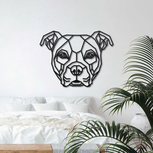 Wanddecoratie Hout Honden | Amerikaanse Bulldog Geometrische vormen & dieren