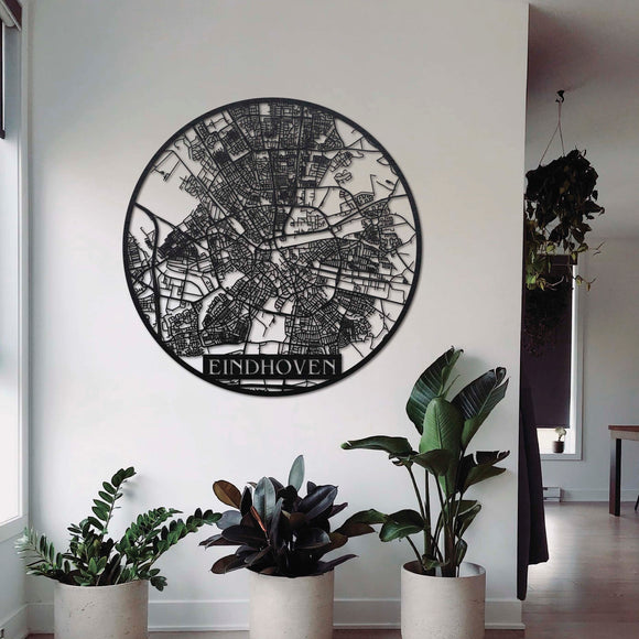 Wanddecoratie Hout | DID. Citymap Rond Hout Eindhoven