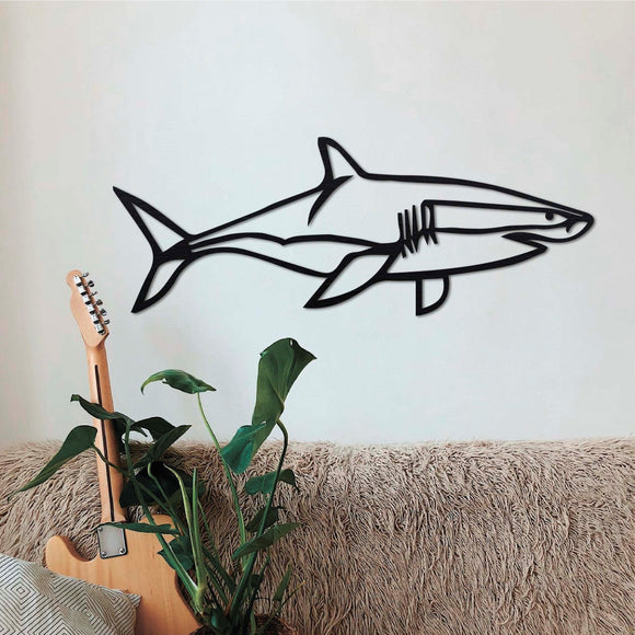 Wanddecoratie Hout | Witte Haai Lijn 