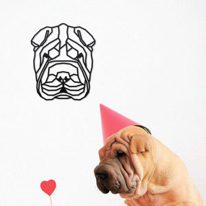 Wanddecoratie Hout Honden | Shar Pei Geometrische vormen & dieren