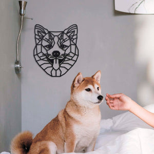 Wanddecoratie Hout Honden | Shiba Inu Geometrische vormen & dieren