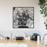 Wanddecoratie van hout | DID. Enschede stadsplattegrond vierkant