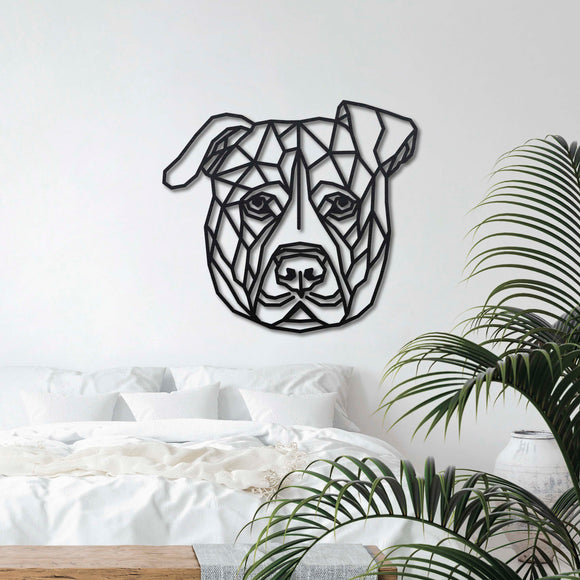 Wanddecoratie Hout Honden | Staffordshire Bull Terrier Geometrische vormen & dieren