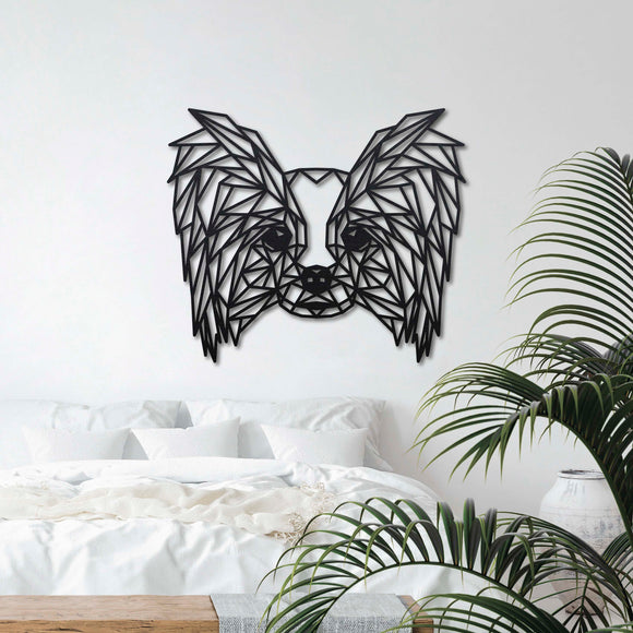 Wanddecoratie Hout Honden | Papillon / Vlinderhondje Geometrische vormen & dieren