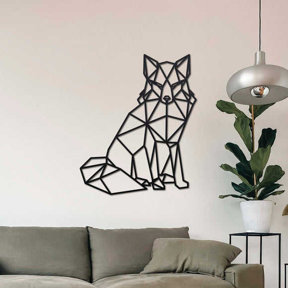 Wanddecoratie gemaakt van Hout | Vos Geometrisch dier