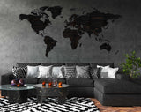 Wanddecoratie | DID. Wereldkaart Hout Zwart